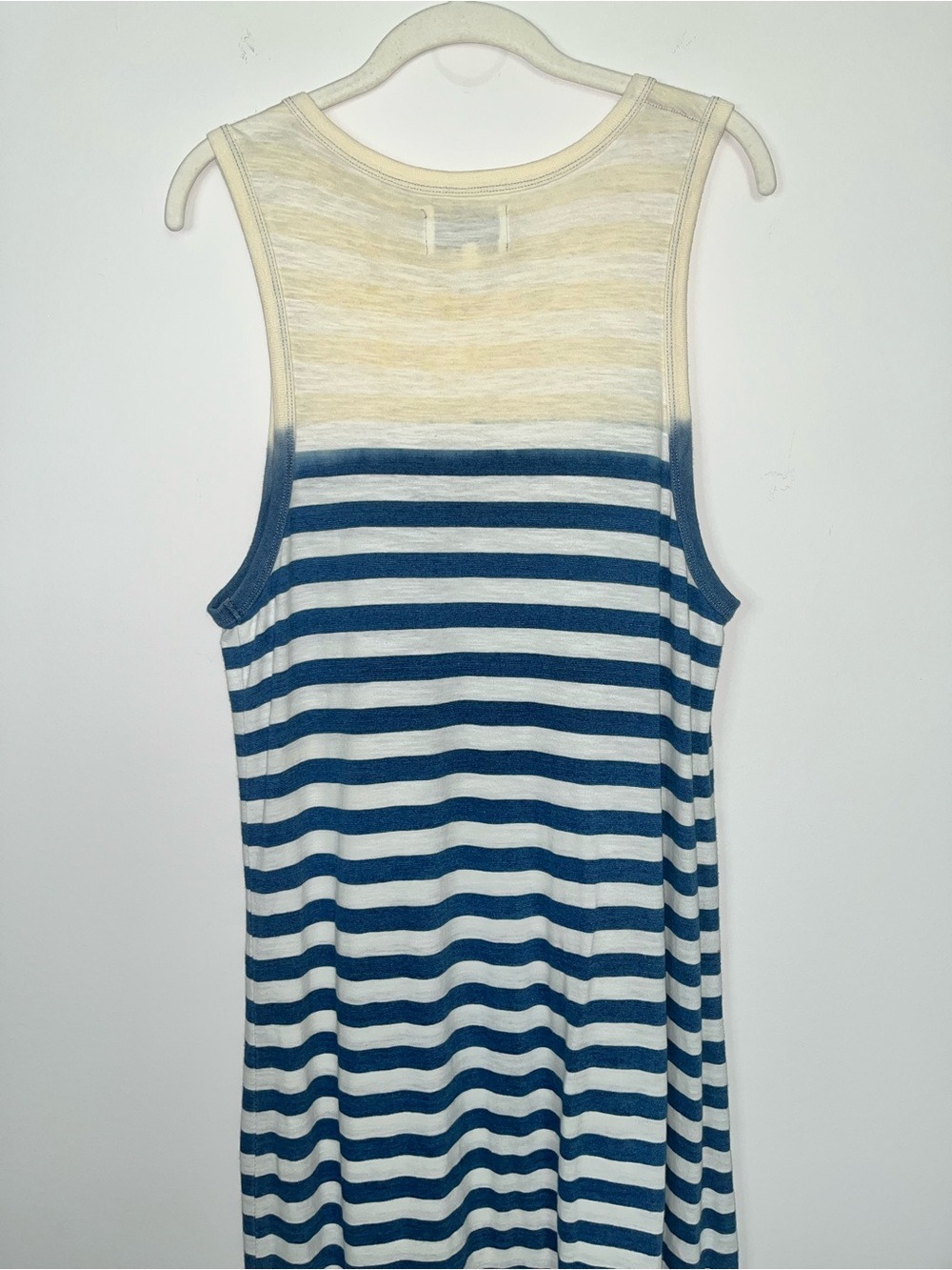 Current/Elliott The Perfect Muscle Tee Striped Maxi Dress Blue Cream Sz 1 Small - Picture 7 of 10